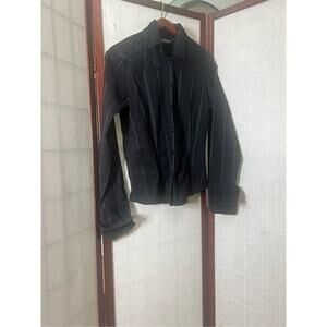 Harley Davidson Womens Black Striped French Cuff Button-Up Shirt‎ Size Small